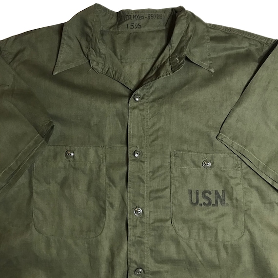Rare Vintage 1940s USN N-3 Poplin Shirt Deadstock Mens Size M/L