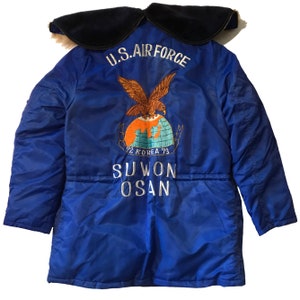 Vintage 1970 USAF Coreia Souviner Parka masculino tamanho pequeno