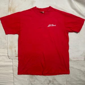 Vintage 1980s L.L.Bean Graphic Logo Tee Mens Size S/M Red