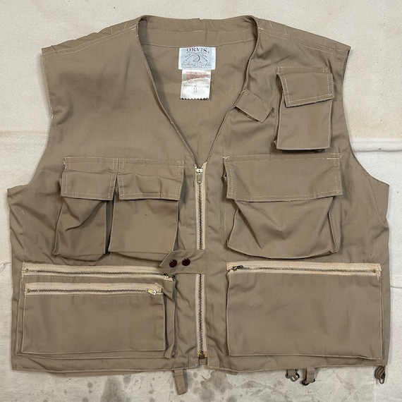 Gilet de pêche vintage Orvis homme grandes poches beige