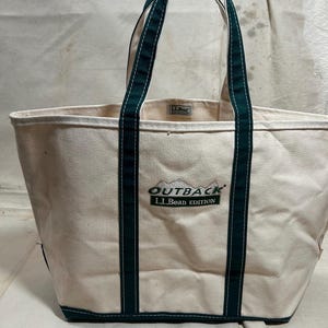 Vintage 1990s L.L.Bean Subaru Boat and Tote Bag Green and White Size Large