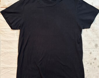 Small Vintage 1980s Black Blank Tee Mens Size S Womens M