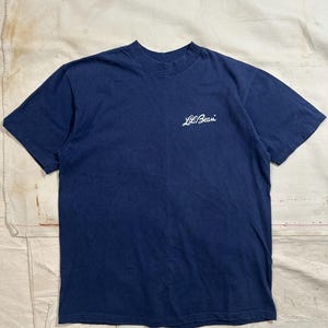 Vintage 1980s L.L.Bean Graphic Logo Tee Mens Size S/M Navy Blue