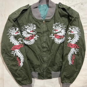Rare Vintage 1960s Vietnam War Souvenir Jacket Mens Size S/M Tanker Sukajan