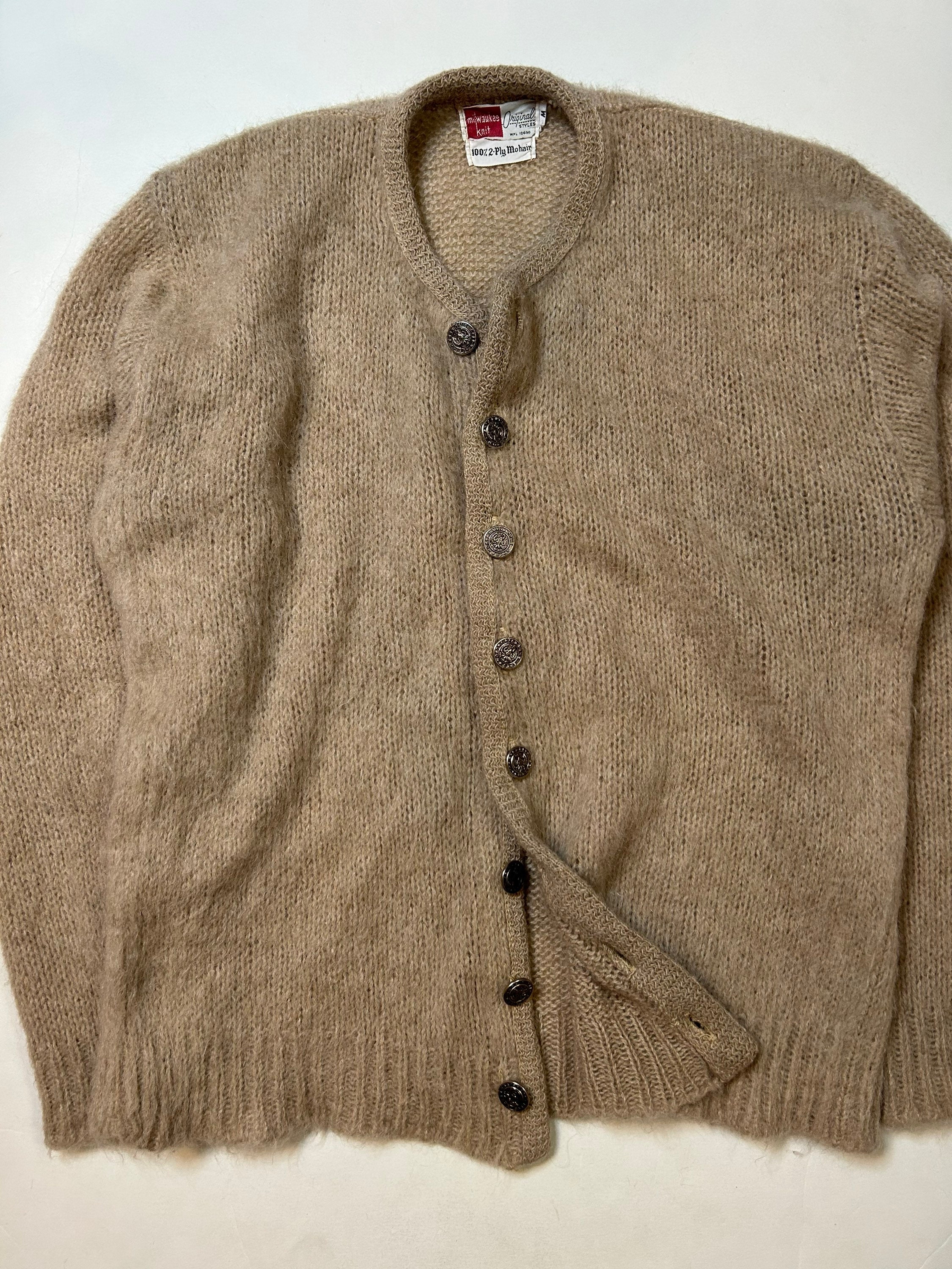 Vintage 1960s Mohair Cardigan Sweater Mens Size S/M Milwaukee 