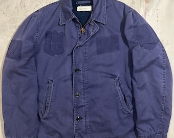 Vtg 70s 80s US Navy Blue Cotton Utility Deck Jacket Military