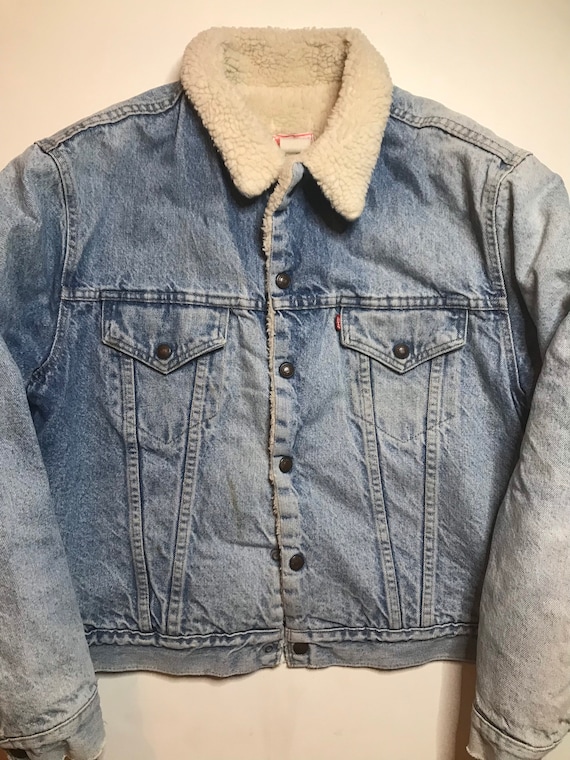 Vintage 1970s Levis Sherpa Lined Denim Jacket Mens Size Large - Etsy