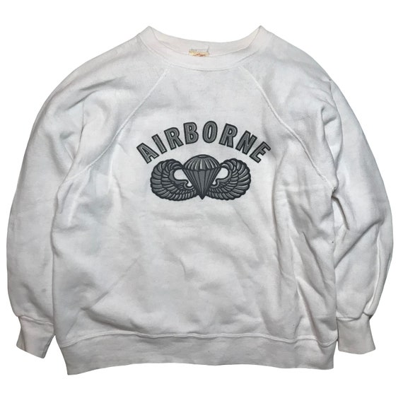 Vintage 1960s Hanes US Military Airborne Cotton Sweatshirt Mens 