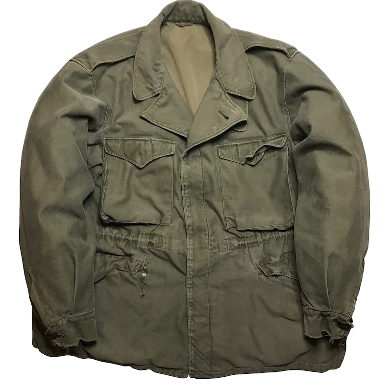 Vintage 1940s US Military M-43 Field Jacket Mens Size Large WW2 Distressed