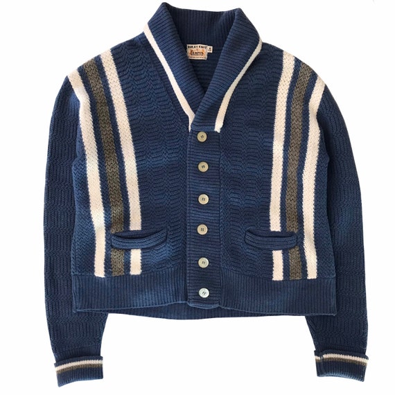 Vintage 1950s Campus Shawl Collar Cardigan Mens Si