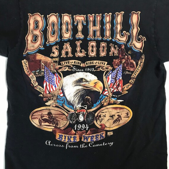 Vintage 1994 Boot Hill Saloon Biker Tee Mens Size S/M Harley
