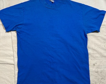 Koszulka męska Vintage z lat 80. i 90. Blank Hanes Beefy Tee w rozmiarze S/M, pojedynczy ścieg, wyblakły