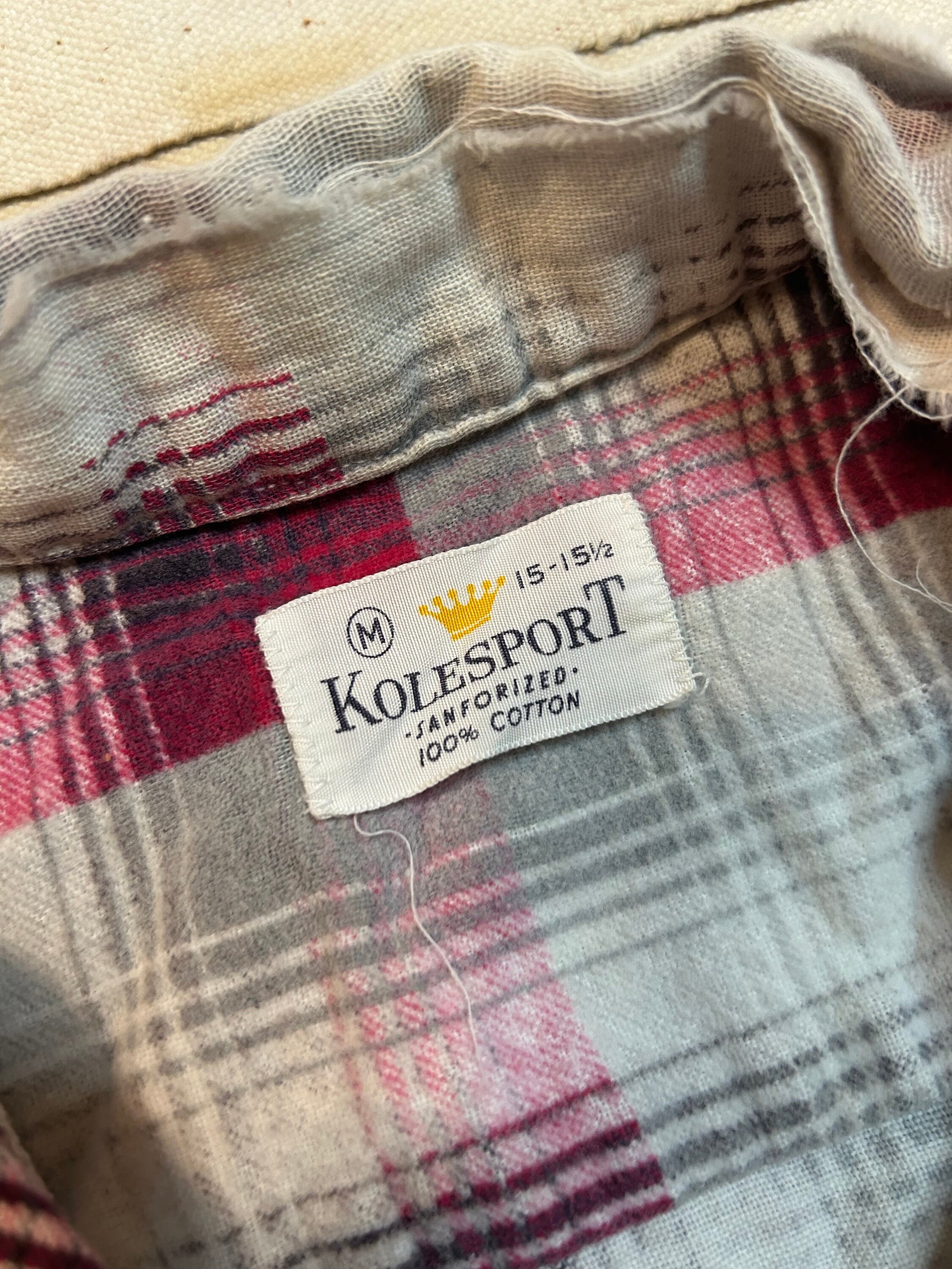 Distressed Vintage 1960s Kolesport Sanforized Flannel Shirt
