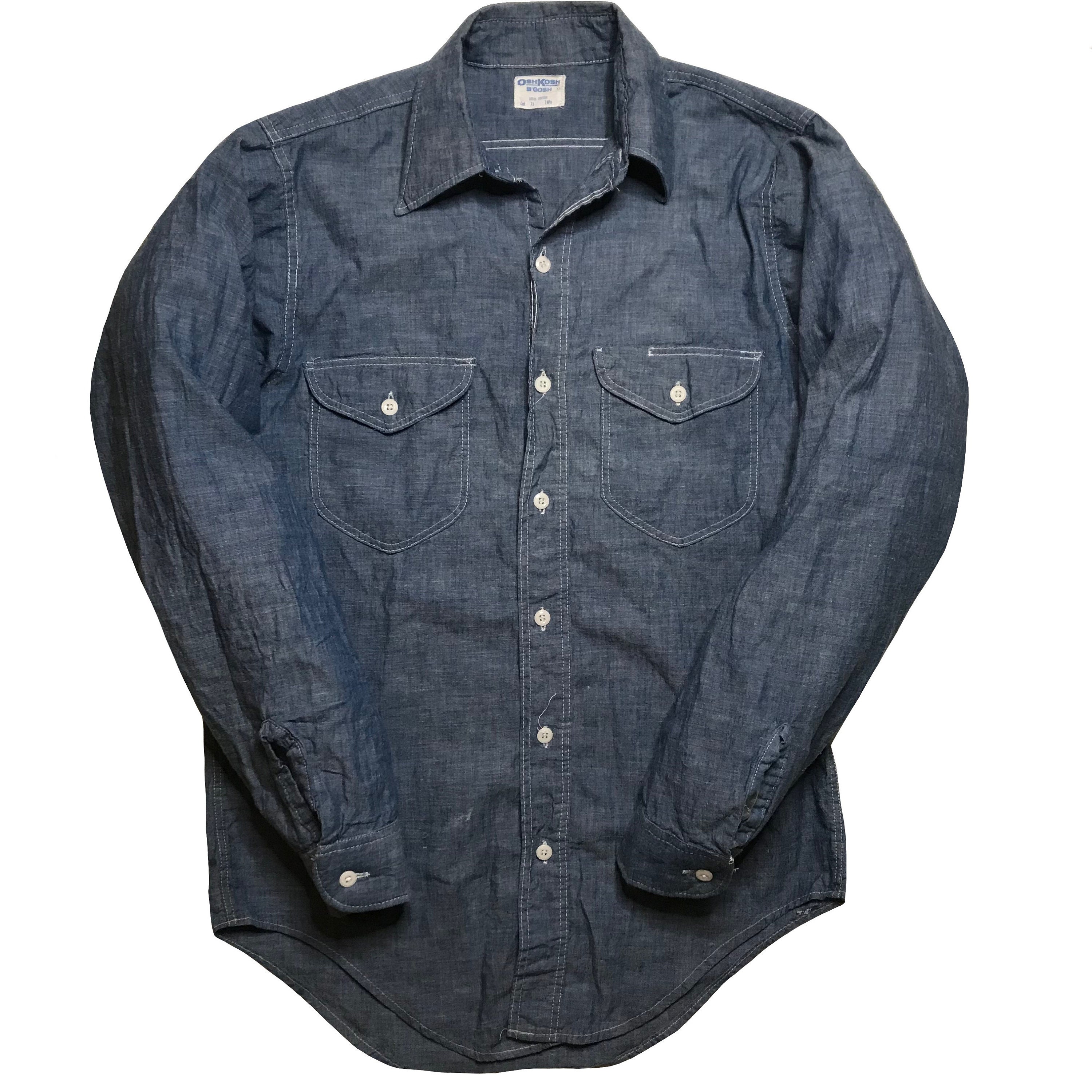 Vintage 1960s-70s Oshkosh Chambray Shirt Mens Size S/M - Etsy