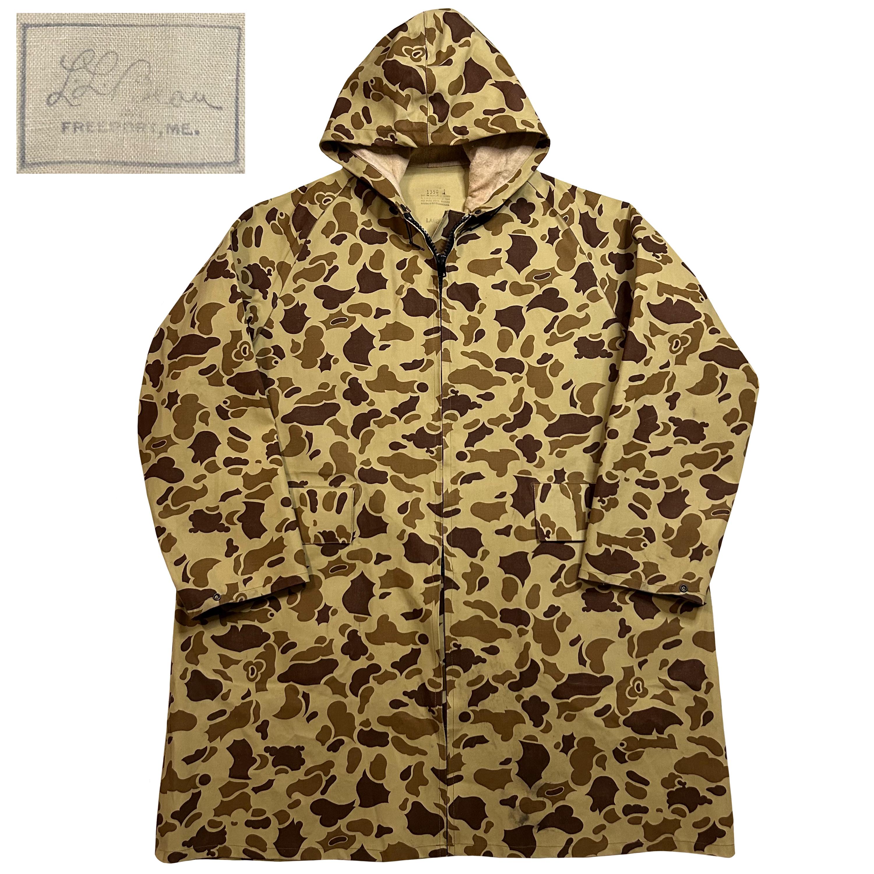 Vintage 1970s L.l.bean Camo Rain Parka Mens Size L/XL Wet Weather
