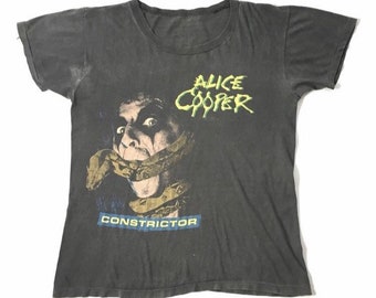 Vintage 1986 Alice Cooper Concert Tee Constrictor Mens Size S/M Rock Tee