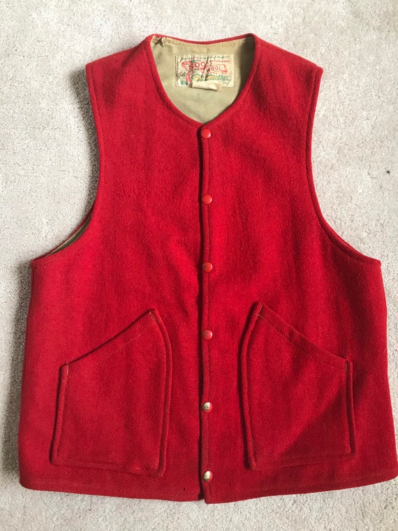 Vintage 1950s Soo Wool Vest Mens Size S/M Hunting… - image 2