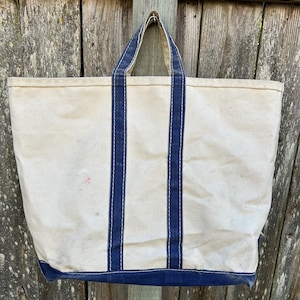 Vintage Early 1980s L.l.bean Boat and Tote Navy Blue Large Size
