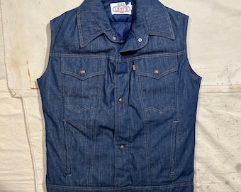 トップス EDDIE BAUER / 70's denim down vest Vintage 1970s Eddie Bauer Down and Denim Vest Mens Size S/M