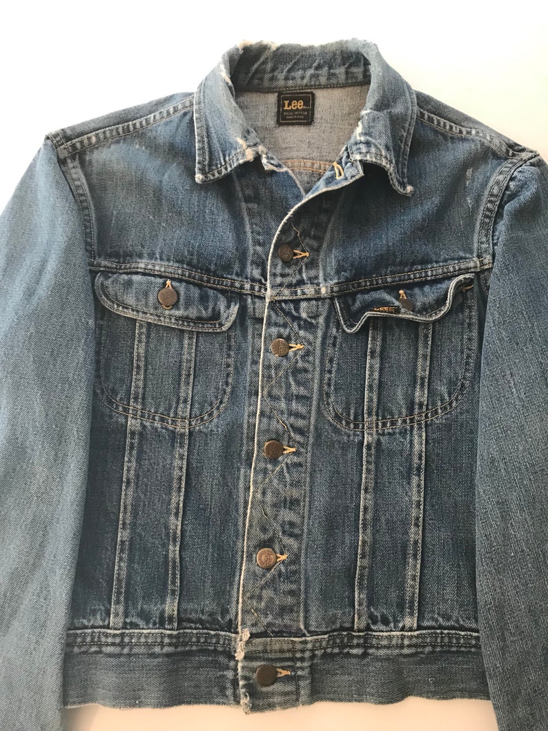 Vintage 1970s Lee Denim Jacket Lens Size XS/S Distressed Denim | Etsy