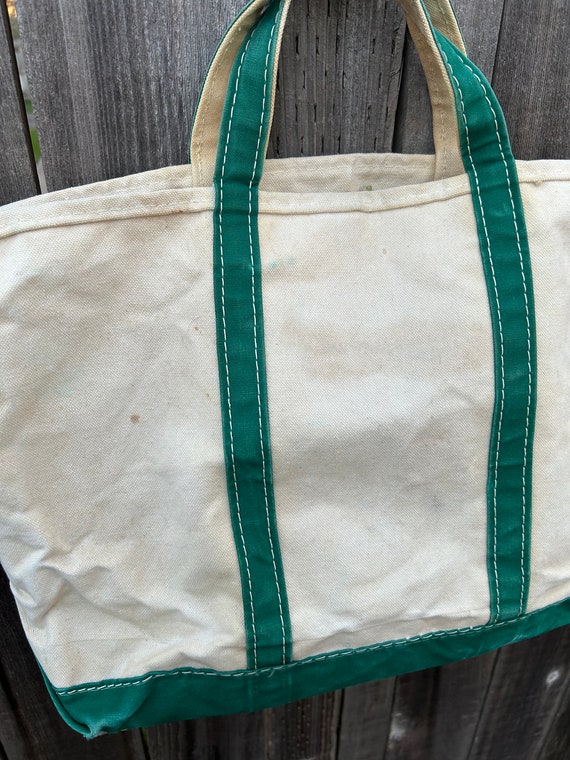 Vintage 1980s LLBean Boat And Tote Green Distress… - image 7