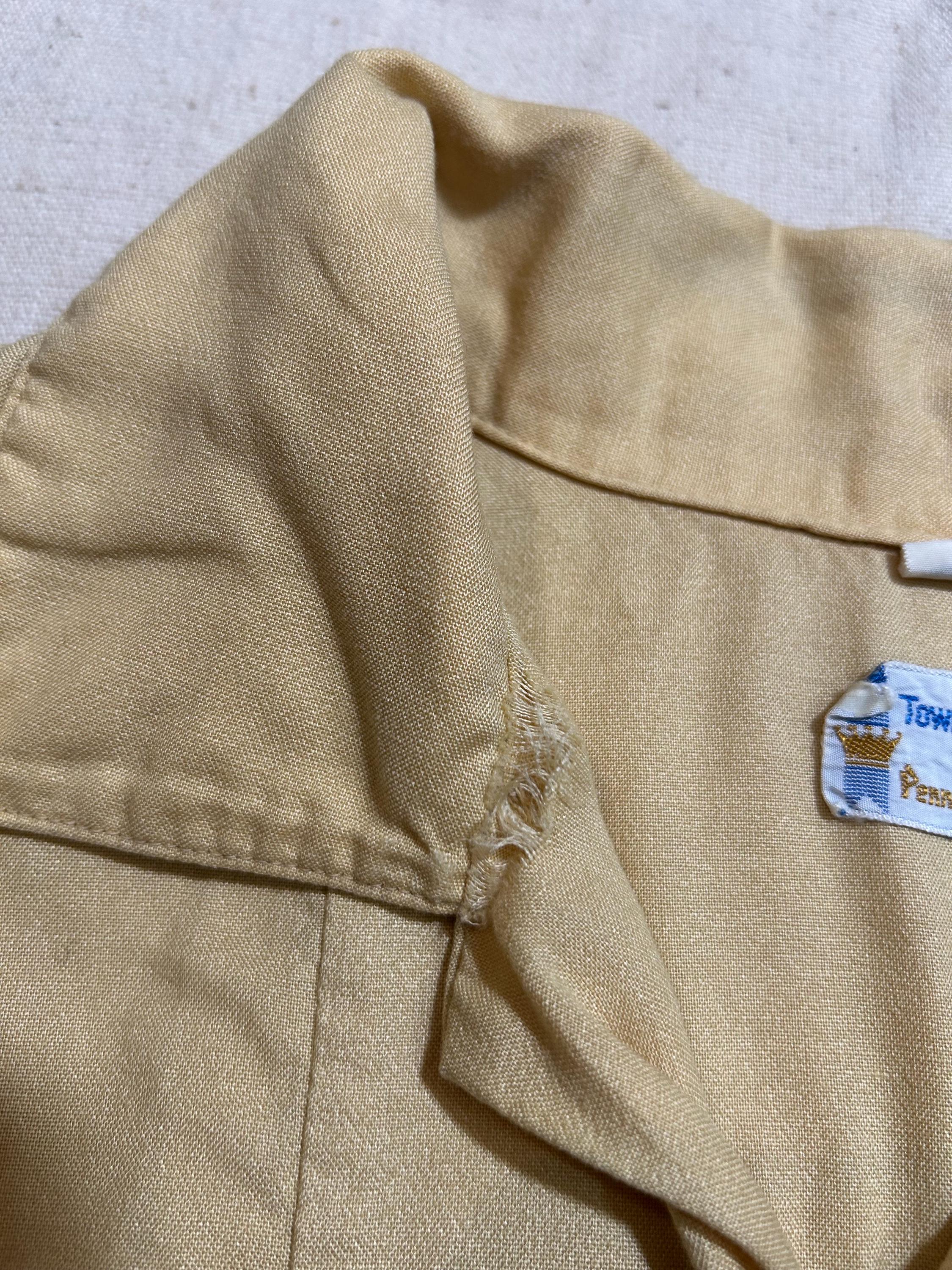 Vintage 1960s Penneys Towncraft Rayon Loop Collar Shirt Mens Size