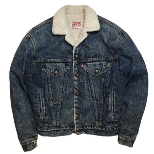 Vintage Distressed 1980er Jahre Damen Levis Sherpa gefüttert Jeansjacke Damen Größe Large