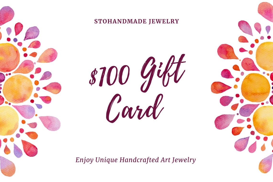Jewelry Gift Certificate 100USD Gift Ecard Stohandmade Etsy UK