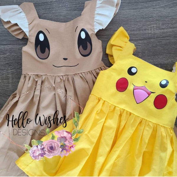 Pokemon Dress, Pikachu Dress, Charmander Dress, Squirtle Dress, Eevee Dress, Cosplay, Pokémon party, Halloween Costume, Birthday dress