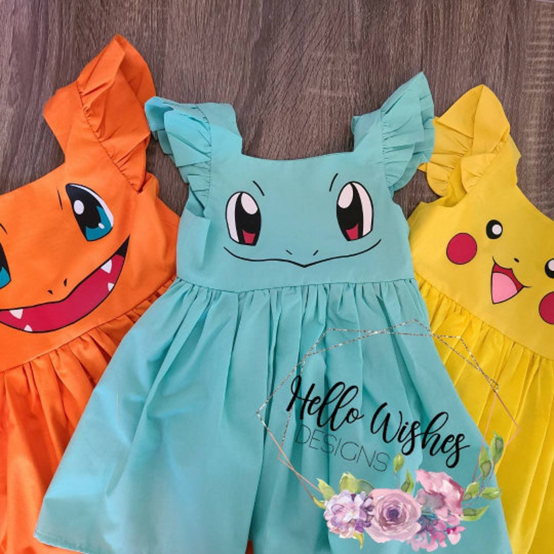 Pokemon Dress Pikachu Dress Charmander Dress Squirtle Etsy