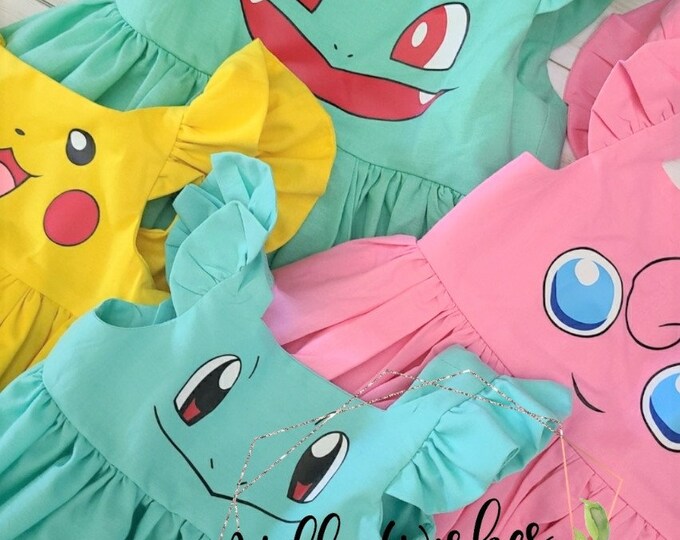 Pokemon Dress, Pikachu Dress, Charmander Dress, Squirtle Dress, Jiggly Puff Dress, Cosplay