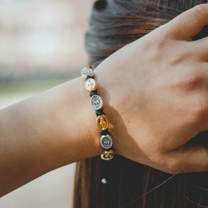 Miraculous Medal Macrame Bracelet-mixed medals