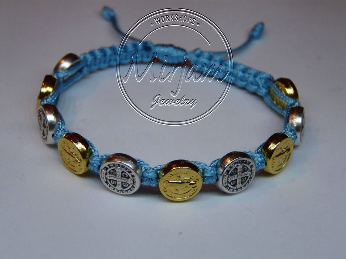 Bracelet Saint Benoît Ajustable - Médaille D’exorcisme Catholique, Acier Inoxydable - Amulette De Protection Pour Homme/femme