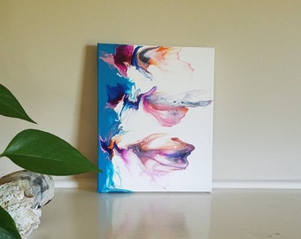 Abstract Acrylic Dutch Pour Painting: Jewel Tone Fluid Art, 10x8