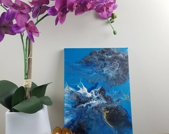 Original Acrylic Dutch Pour Painting: Abstract Fluid Art (12x9 inches)