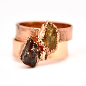 Chunky Raw Citrine Copper Ring: Electroformed Statement Jewelry