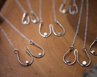Dainty Sterling Silver Boob Necklace, Feminist Jewelry Gift