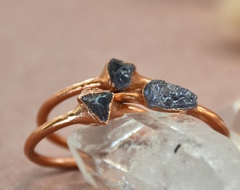 Raw Tanzanite Stone Ring || Copper Tanzanite Ring || Raw Crystal Stone Ring || Earth Jewelry | Rustic Rings || Electroformed /"