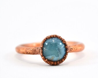 Larimar and copper ring size 7