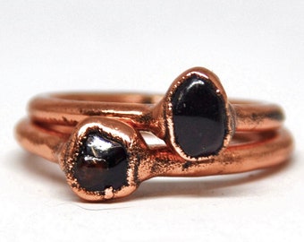 Raw Copper Garnet Ring: January Birthstone Ring