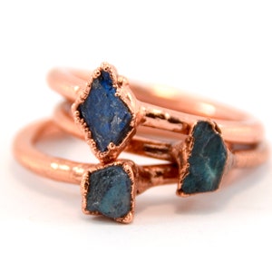 Raw Flashy Labradorite Ring Copper Labradorite Ring Raw Stone Ring Crystal Ring Rough Labradorite Ring Blue Flashy Labradorite image 1