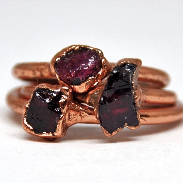 Raw Copper Garnet Ring| Raw Garnet Ring| Garnet Ring| January Ring| January Birthstone| Raw Stone Ring