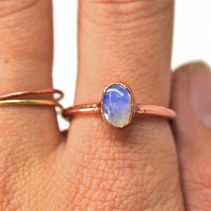 Flashy Rainbow Moonstone Ring | June Birthstone Ring | Gemstone Ring | Copper Moonstone Ring | Birthstone Ring |Electroformed Ring