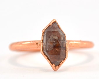 Raw Herkimer Diamond Ring | Copper Raw Diamond Ring | Raw Stone Ring | Copper Engagement Ring | Raw Crystal Ring | Herkimer Quartz Ring