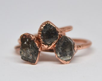 Raw Diamond Ring| Raw Crystal Ring| Herkimer Diamond Ring| Copper Ring| Crystal Ring| Copper Crystal Ring| Electroformed Ring| Raw Copper