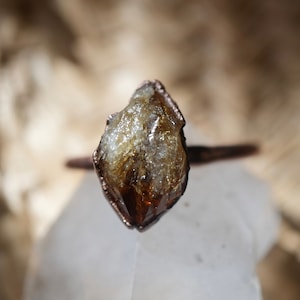 Raw Citrine Copper Ring: Electroformed November Birthstone