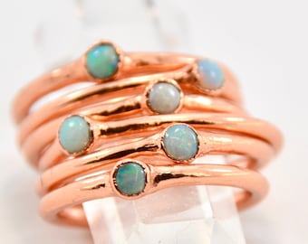 Copper Opal Ring: Minimalist October Birthstone Jewelry