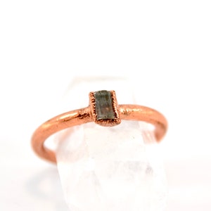 Copper Aquamarine Crystal Ring Size 6 Raw Aquamarine Ring March Birthstone Rough Aquamarine Raw Stone Ring image 1