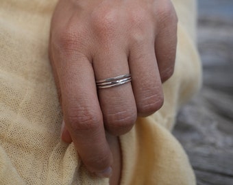 Dainty Hammered Ring: Minimalist 14K Gold Filled or Sterling Silver Band
