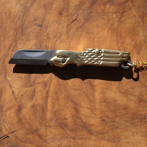 Small Mini Brass Knife Necklace | Pocket Knife Necklace | Blade Necklace | Brass Knife Necklace | Real Knife Necklace | Unisex 14K GF Chain